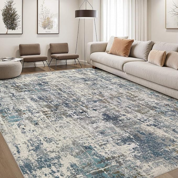 DMOYEST Area Rug Living Room Rugs 10x12 Washable Abstract Carpet | Neutral by DMOYEST
