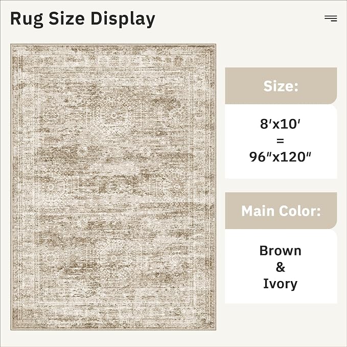 Soalmost Washable Area Rug 8x10 Large Soft Brown Rugs - Image 3