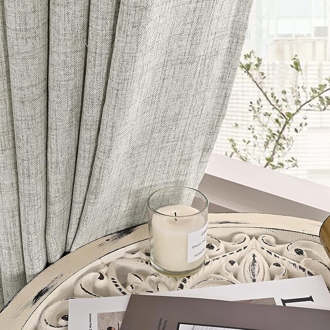 YoungsTex Dark Grey Curtains 98 Inches Long, Linen Drapes Light Filtering | - Image 7