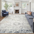 Soalmost 10x14 Area Rugs for Living Room Washable Rug Non-Slip Blue/Ivory | by Soalmost