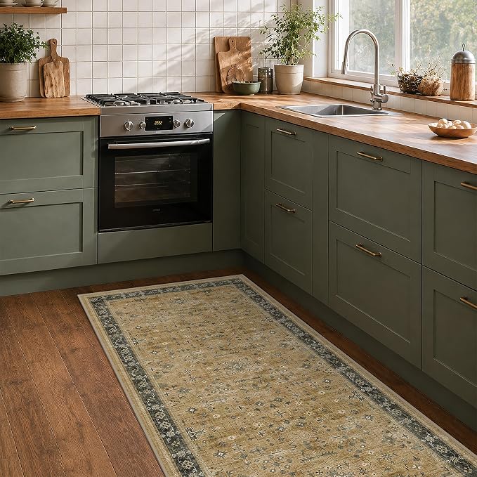Washable 3x6 Large Mudroom Area Rug, Bohemian Kitchen Floor Rug, Non-Slip & - Image 3