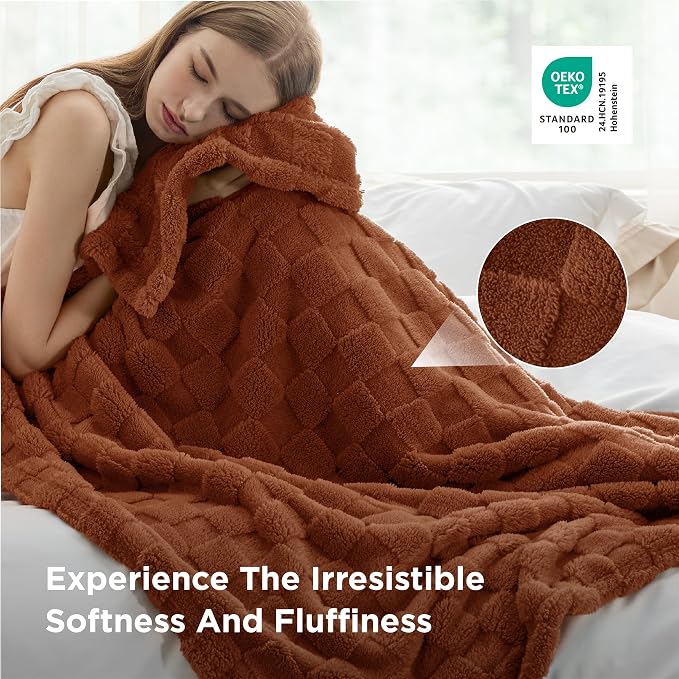 Bedsure GentleSoft Burnt Orange Throw Blanket - Image 4