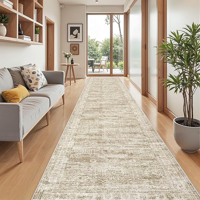 2'6 x 16' Runner Rug Non Slip, Washable Kitchen Rugs, Living Room, Extra Long by Restydon