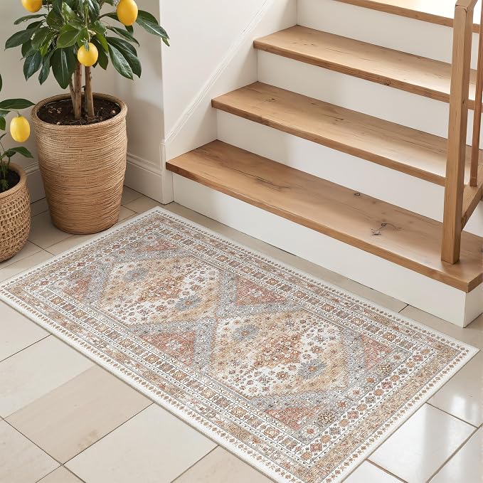 2x4 Washable Rug Runner for Bathroom, Entryway Rug, Hallway Runner for Bedroom by Restydon