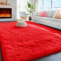 Soft Modern Red Area Rug, 4x6 Feet, Shaggy Indoor Rug by PAGISOFE