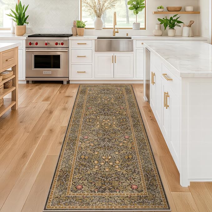 Non Slip 2x5 Gold Brown Bathroom Runner Rug - Image 8