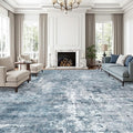 Soalmost 12x15 Washable Area Rugs Soft Living Room Rug Abstract Blue/Grey | by Soalmost