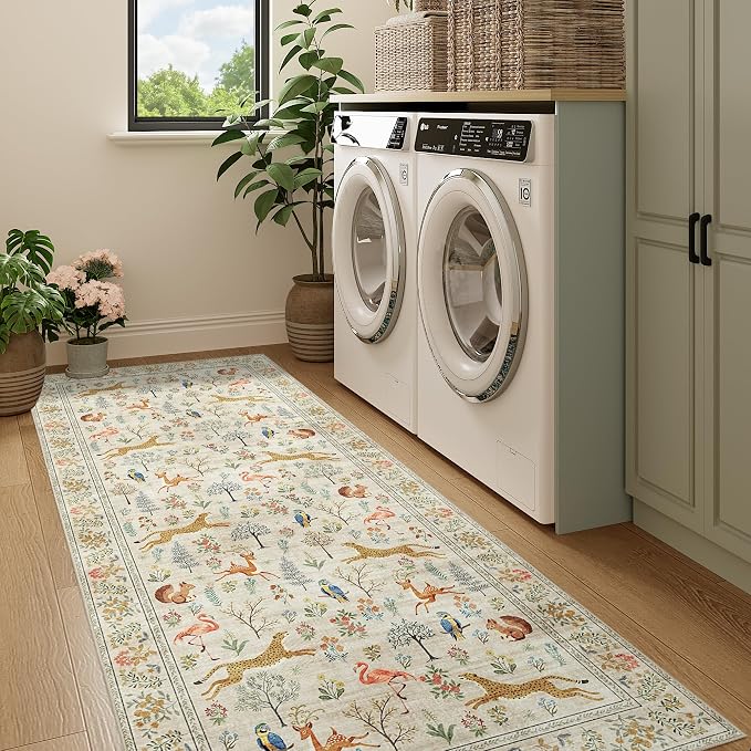 DUKINO 3x7 Hallway Runner Rug, Non Slip Animal Kitchen Runner Rug, Low Pile - Image 8