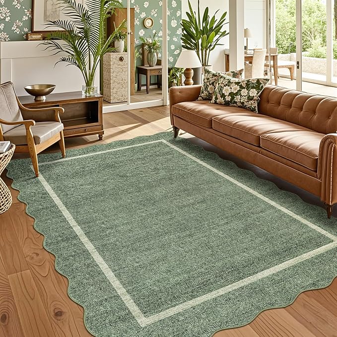 GarveeHome Scalloped 3x5 Area Rug Washable Rug by GarveeHome