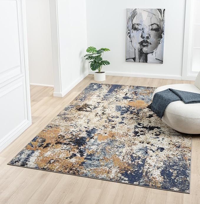 Keen Home Design Area Rugs - 5x8 Non-Shedding, Abstract Rugs for Kitchen, Living Room, Bedroom, Dining Room, Entryway - Size: 5'3" x 7'7", Multi
