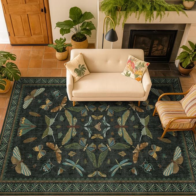 Black and Green Rug 5x8 for Living Room - Image 3