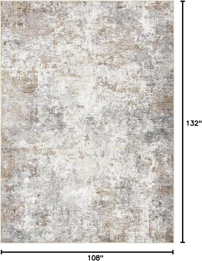UERMEI 9x13 Area Rug Living Room Rugs Washable Neutral Brown Grey Carpet | - Image 2