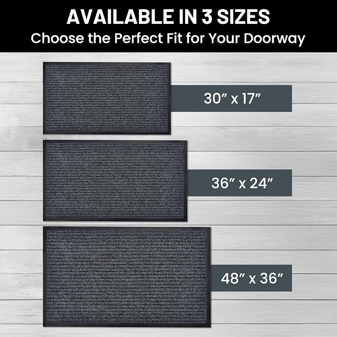 Front Door Mat, Indoor Outdoor Welcome Entryway Doormat, 30x17 Steel Gray | - Image 5