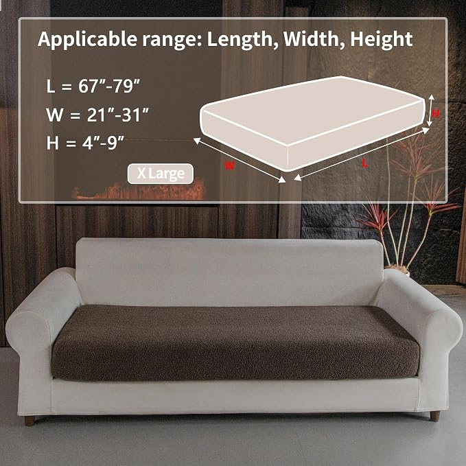 OHSIO Couch Cushion Covers for Sectional Sofa, Stretch Soft Sofa Slipcovers - Image 2