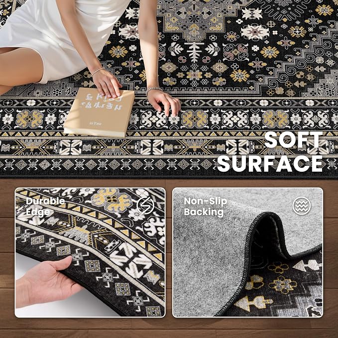 6x9 Area Rugs for Living Room, Large Washable Rug, Dining Room, Low Pile - Image 5