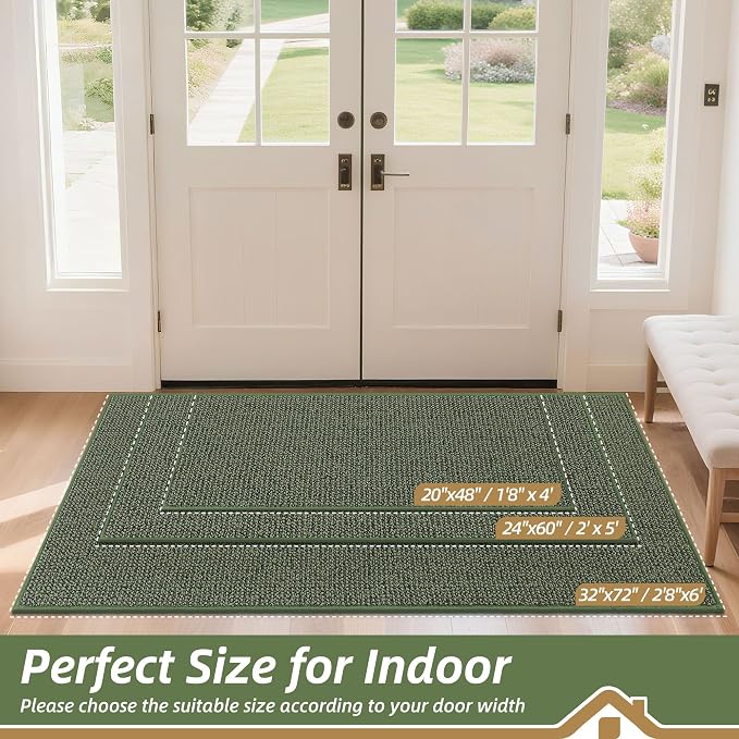 BEQHAUSE Dirt Trapper Door Mat 20" x 48", Non-Slip Washable Doormats, Low - Image 2