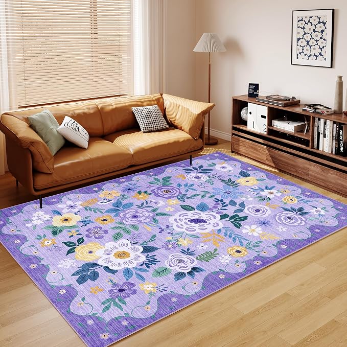 DUKINO 6x9 Area Rugs, Floral Washable Rug - Image 8