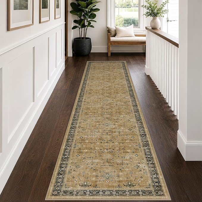 Washable Natural Sage 2x10 Entryway Long Runners by HazoHaus