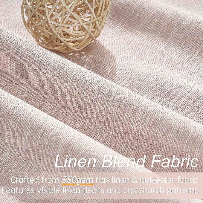 Topfinel Light Pink Linen Blackout Curtains 108 Inches Long - Image 2