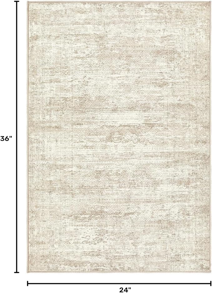 UERMEI 2x3 Entryway Area Rug: Washable Neutral Modern Abstract Small Rug - Image 2