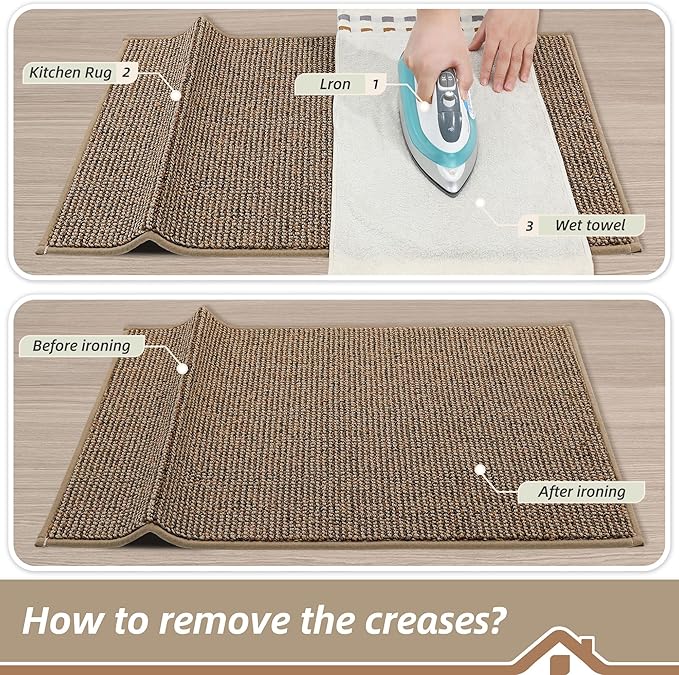 BEQHAUSE Kitchen Rugs and Mats 2PCS Non-Slip, Taupe | Kitchen Mats - Image 9