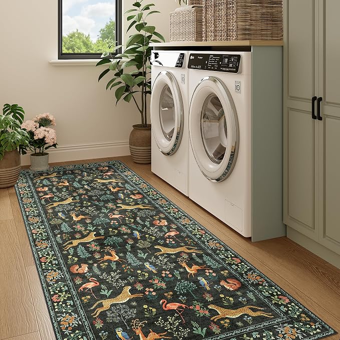 DUKINO 3x7 Hallway Runner Rug, Non Slip Animal Kitchen Runner Rug, Low Pile - Image 8