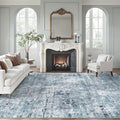 Soalmost Abstract Rug 8x10 Large Living Room Area Rugs Washable Blue/Grey | by Soalmost