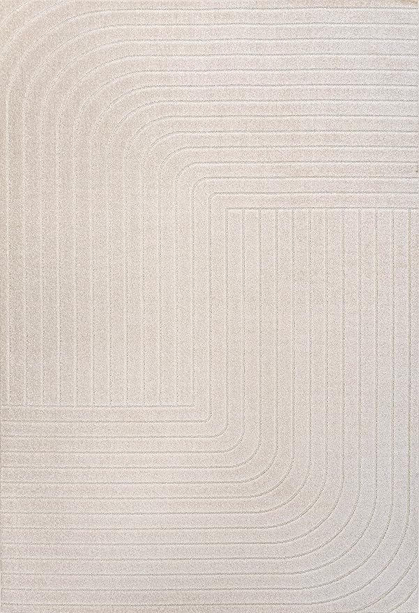 Eyely NCS101A-15 Scandinavian Odense Minimalist Angle Geometric Indoor Rug, Pet Friendly, Non-Shedding, Stain Resistant, Easy-Cleaning, Ivory/Cream, 12 ft. x 15 ft., Indoor/Outdoor, Area Rug