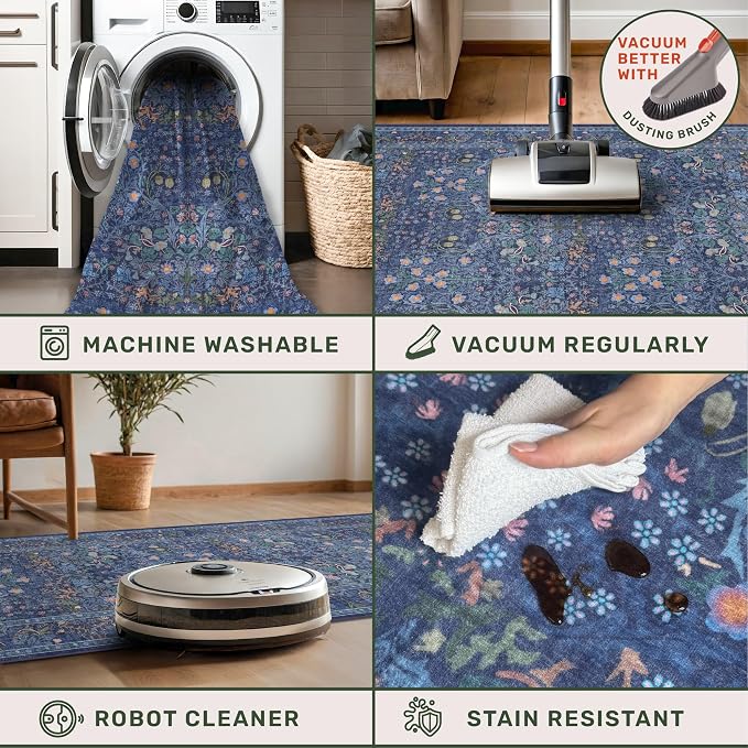 Dark Blue Boho 3x20 Extra Long Runner Rug - Image 3