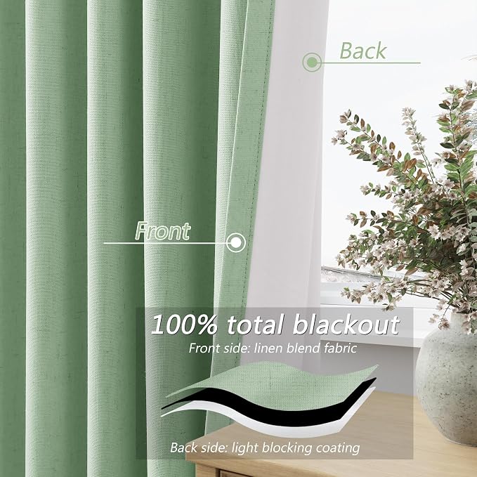 100% Blackout Curtains 120 Inch Length 2 Panels Set - Image 4