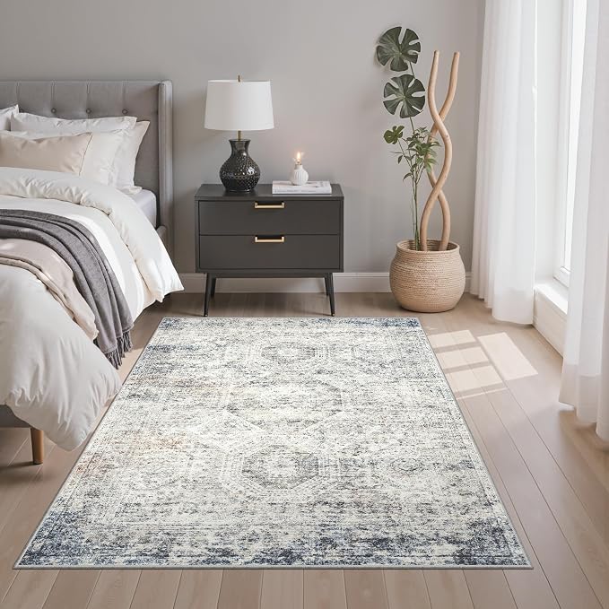 Soalmost 4x6 Area Rug for Living Room, Washable Rugs Non-Slip, Thin Foldable - Image 2