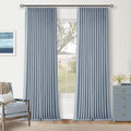 Blue Linen Blackout Pleated 86 Inch Curtains by Twodrapes