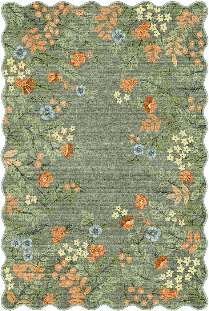 Front Door Mat Indoor Outside Entrance, 2x3 Sage Green Floral Rug | Non-Slip - Image 9