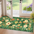 DUKINO 2x4 Entryway Rug, Floral Washable Kitchen Rugs Non Slip, Dark Green | by DUKINO