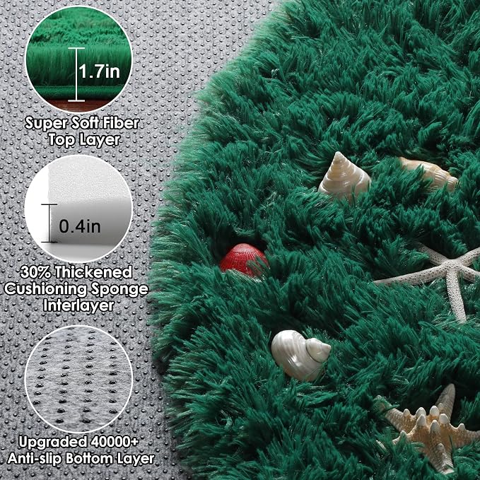 Dark Green Round Area Rugs 6ft, Ultra Soft Bedroom Circle Rug - Image 2