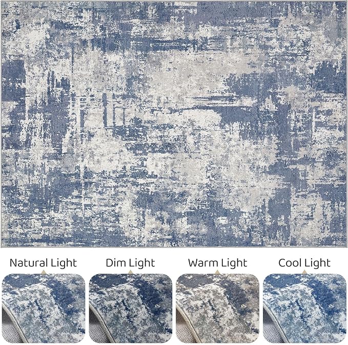 LOONGRUG 7x9 Area Rug Washable Large Neutral Modern Living Room Rugs | Abstract - Image 9