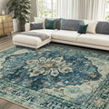 RELEANY Washable Area Rug, Water Repellent, Pet Friendly, Vintage Floral Boho by RELEANY