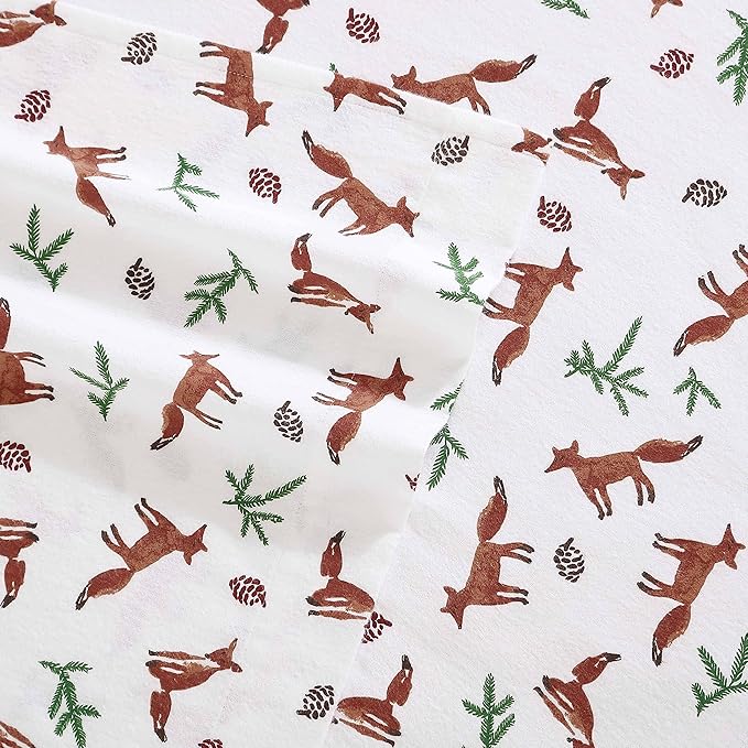 Eddie Bauer- Twin XL Sheet Set, Cotton Flannel Bedding Set, Brushed for Extra Softness, Cozy Home Décor (Fox Trail Orange, Twin XL)