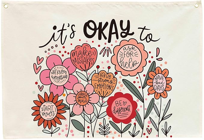 Mental Health Growth Mindset,Calming Corner,School Counselor Teacher Psychological Gift Therapist Therapy Office Wall Decor-Rectangular Banner Flag Wall Sign Gift It's Okay to Not Know Everything