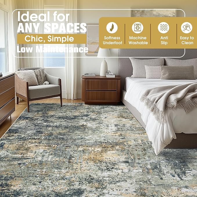 9x12 Area Rugs for Living Room Washable Bedroom Dining Room Multi Color | - Image 9