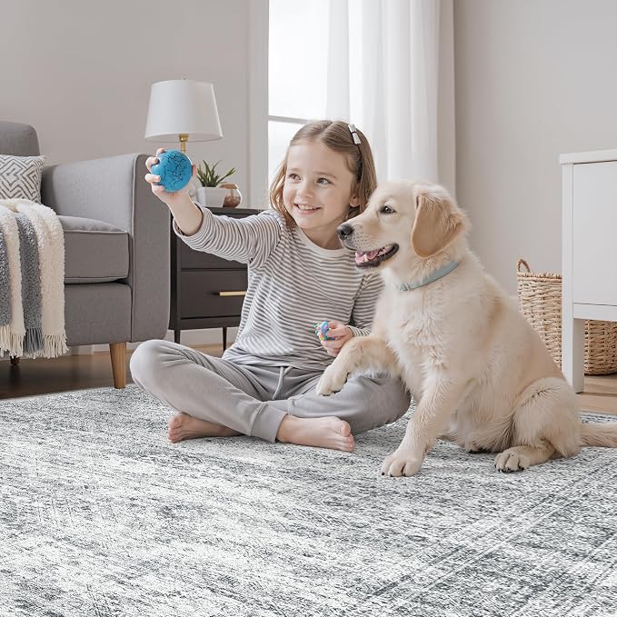 Soalmost 3x5 Rugs Non-Slip, Small Washable Kitchen Entryway Area Rug Grey | - Image 3