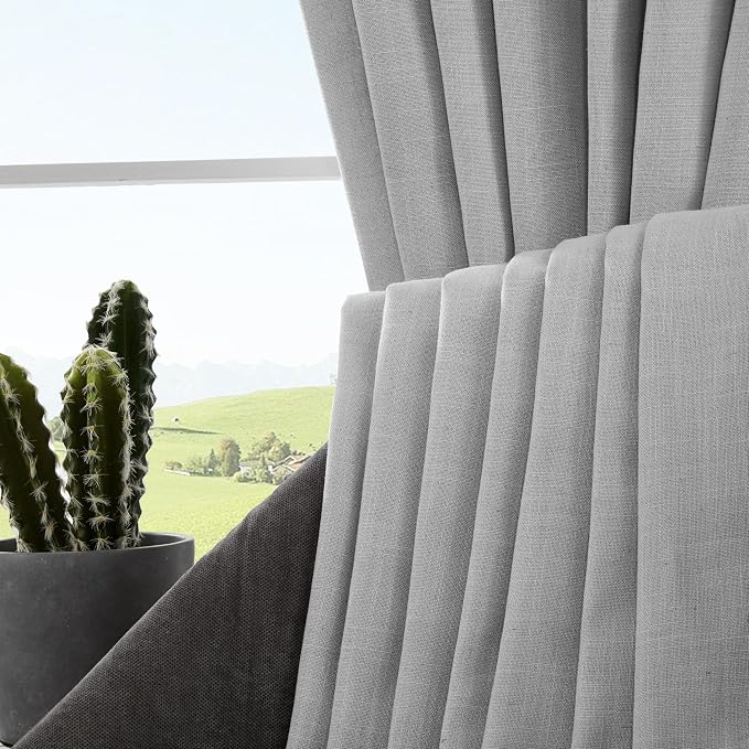 Joydeco Linen Curtains for Living Room, Light Filtering Rod Pocket Back Tab - Image 6
