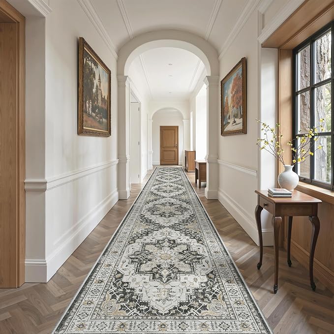 Madane Hallway Runner Rug 3x20 Washable Kitchen Runners 20ft, Low-Pile by Madane