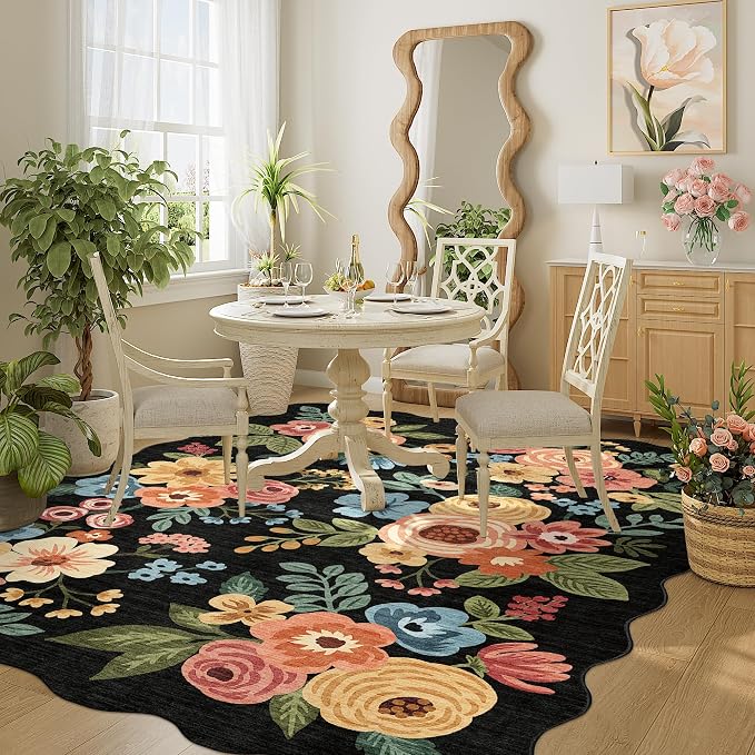 DUKINO 5x7 Area Rugs for Bedroom, Floral Washable Rug Non Slip, Stain Resistant - Image 8