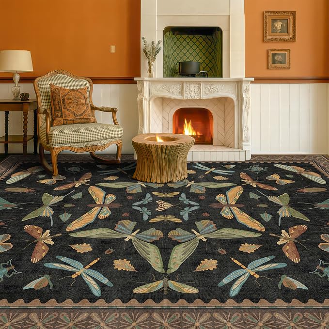 Living Room Rug Black Boho 6x9 - Image 8