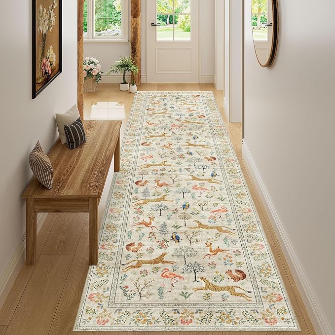 DUKINO 2.6x10 Washable Runner Rug, Non Slip Animal Rug - Image 6