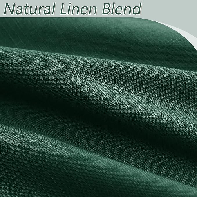 Dark Green 100% Blackout Curtains 108 Inch Length 2 Panels Set - Image 3
