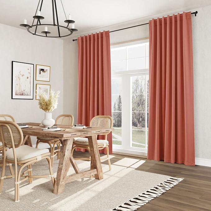 Coral 100% Blackout Linen Curtains 120 Inch Length 2 Panels Set - Image 10