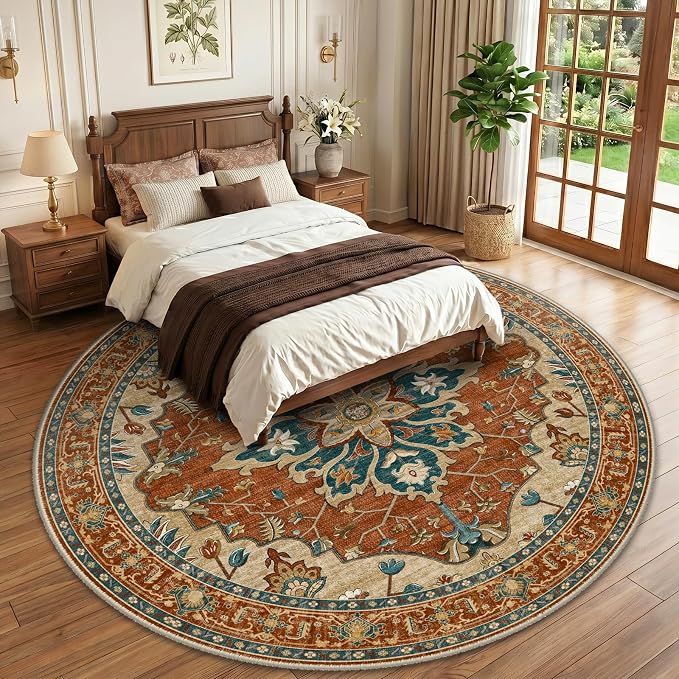 RELEANY Washable Area Rug, Round 10ft, Water Repellent, Pet Friendly, Vintage - Image 2