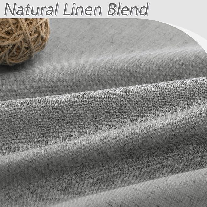 100% Blackout Linen Curtains 100 Inch Length 2 Panels Set - Image 3